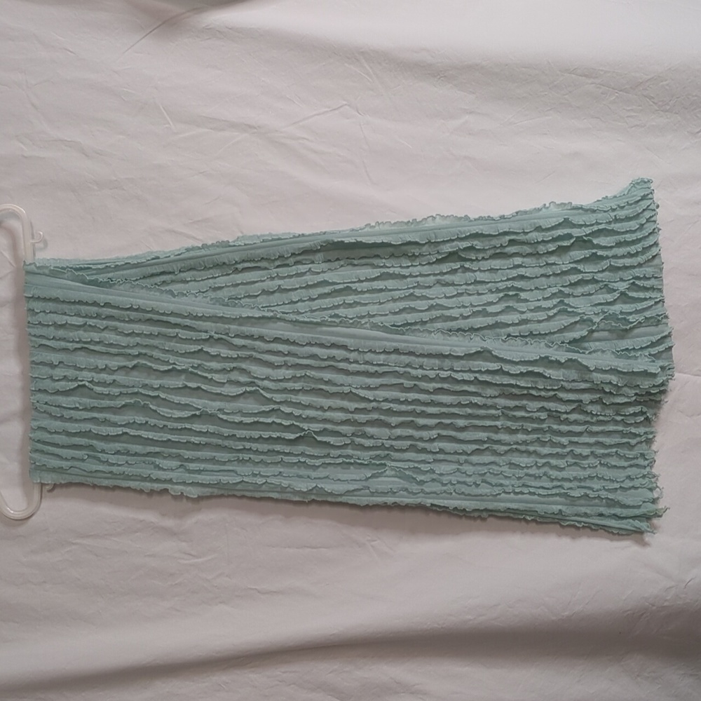 Light Aqua Mini Ruffle Long Scarf | 98" length